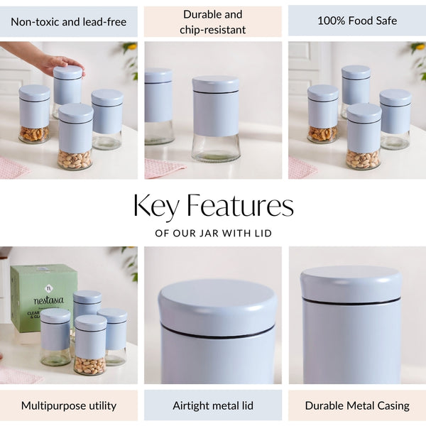Winnie Blue Kitchen Jars With See Through Window Set Of 4 800ml