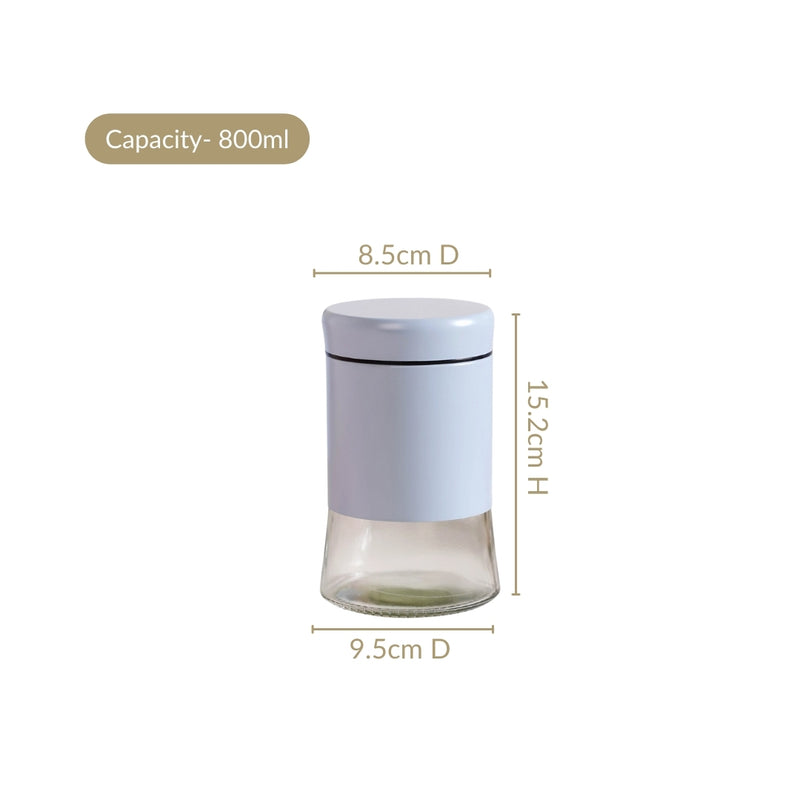 Kitchen Metal Jars With Glass Base Set Of 4 800ml