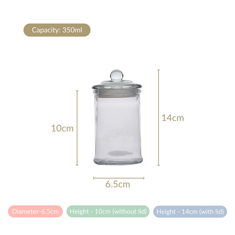 Airtight Glass Kitchen Jar Set Of 6 350ml