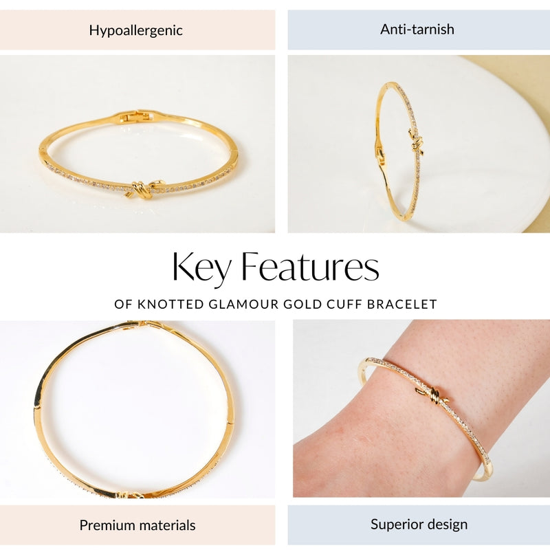 Knotted Glamour Gold Cuff Bracelet