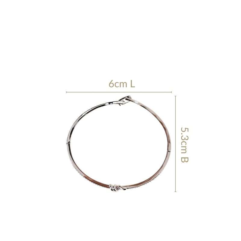 Knotted Glamour Silver Cuff Bracelet