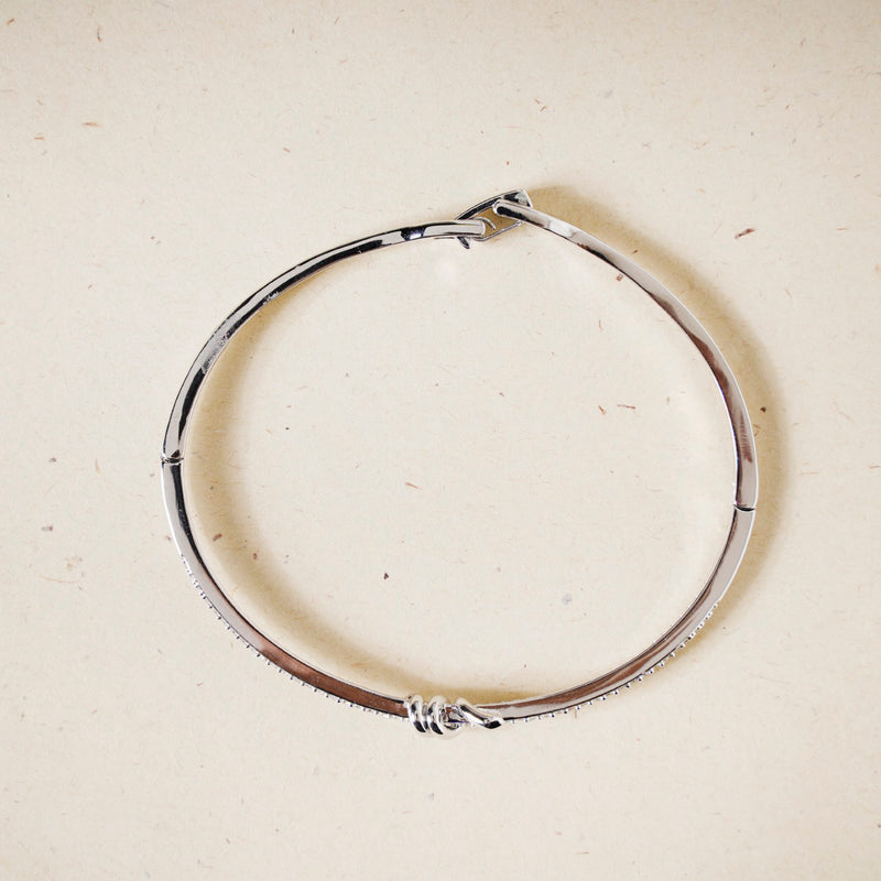Knotted Glamour Silver Cuff Bracelet