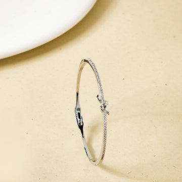 Knotted Glamour Silver Cuff Bracelet
