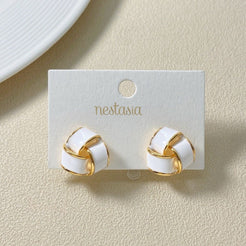 Knotted Style Stud Earrings White