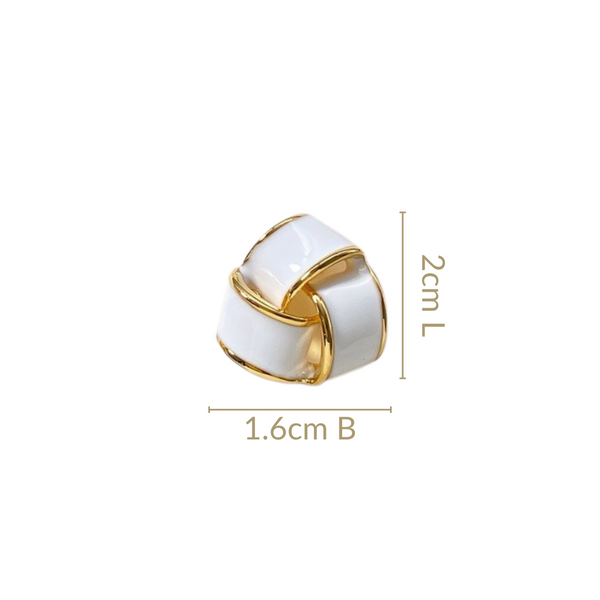 Knotted Style Stud Earrings White