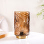 Leaf Textured Brown Glass LED Table Lamp With Auto Timer