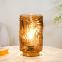 Leaf Textured Brown Glass LED Table Lamp With Auto Timer