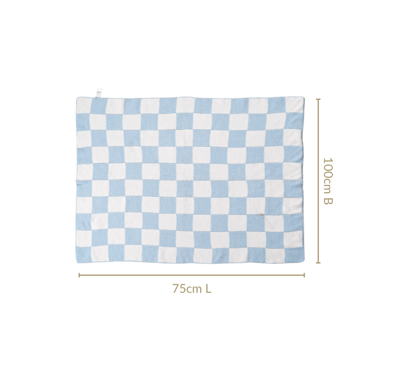 Checkered Blue White Reversible Small Throw 100x75cm