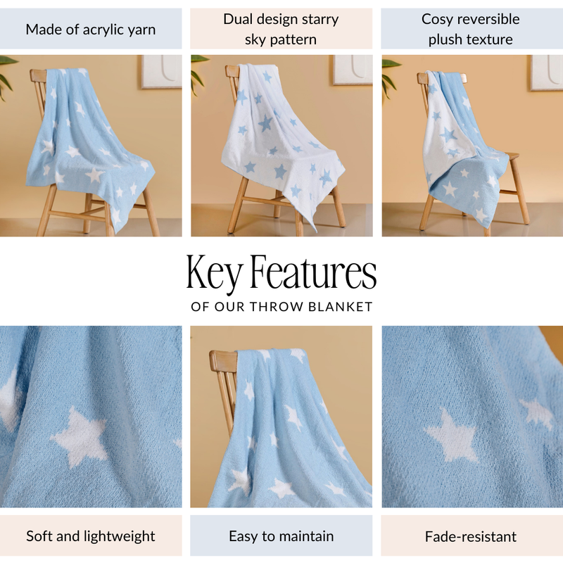 Reversible Starry Sky Throw 100x75cm