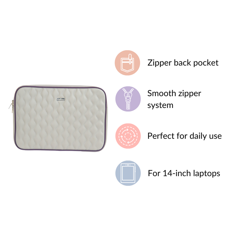 Soft Vegan Leather Laptop Sleeve Grey