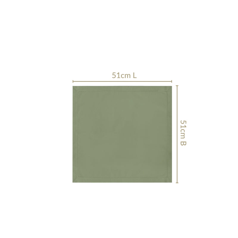 Midori Premium Cotton Hemstitched Dinner Napkins Set Of 6 In Sage Green