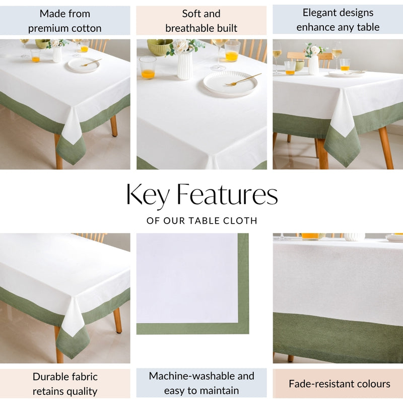 Midori Cotton Tablecloth For 6 Seater In Sage Green 200x150cm