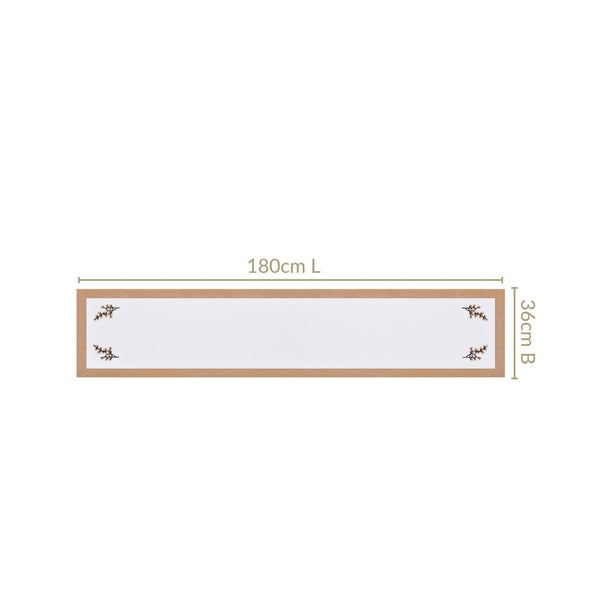 Midori Rustic Charm Cotton Table Runner In Brown 180x36cm