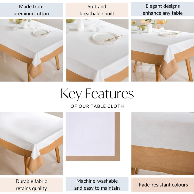 Midori Cotton Tablecloth For 6 Seater In Brown 200x150cm