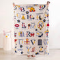 Castle Crown Alphabet Girls Fairytale Knitted Cotton Throw 150x128cm