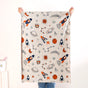 Space Rocket Astronomy Knitted Cotton Throw For Toddlers Small 99x73cm