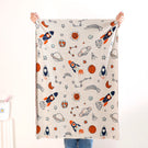 Space Rocket Astronomy Knitted Cotton Throw For Toddlers Small 99x73cm