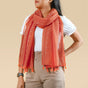 Ladies Summer Scarf With Tassels Orange