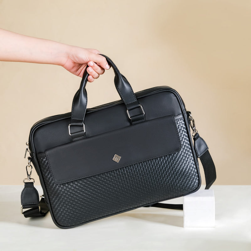 Chic Vegan Leather Laptop Bag For Women Black