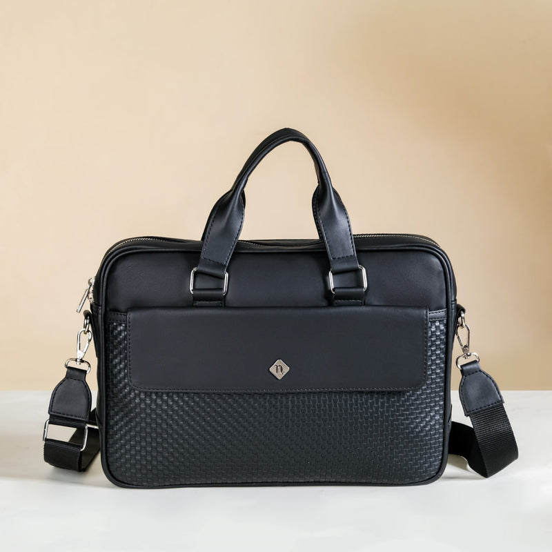 Chic Vegan Leather Laptop Bag For Women Black