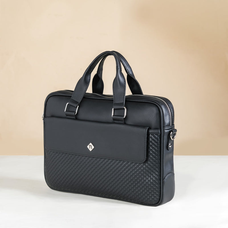 Chic Vegan Leather Laptop Bag For Women Black
