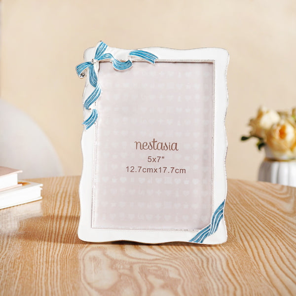 Large Dainty Blue Bow Photo Frame 13x18cm