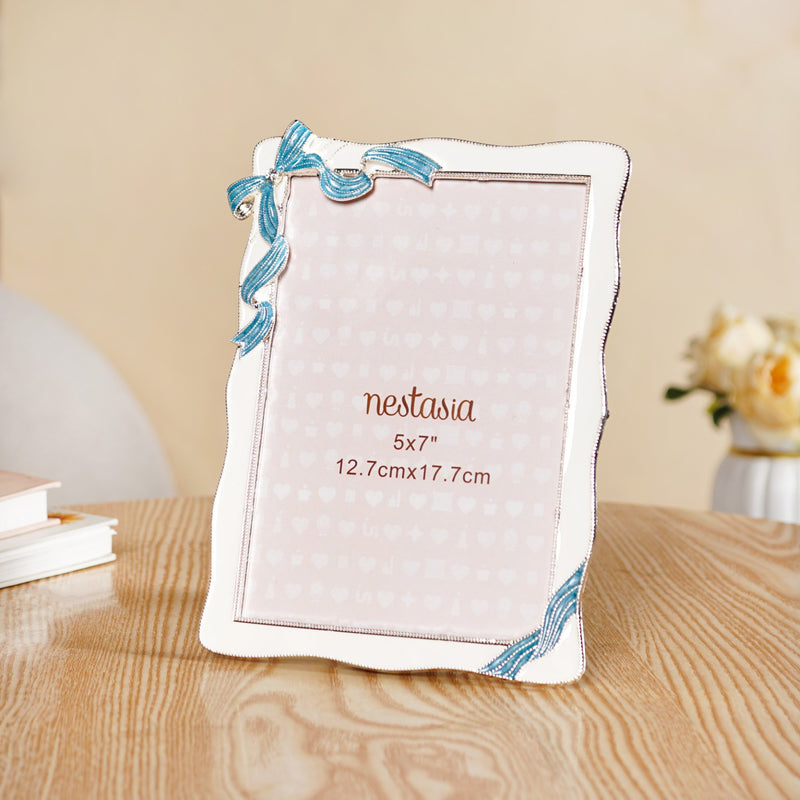 Large Dainty Blue Bow Photo Frame 13x18cm