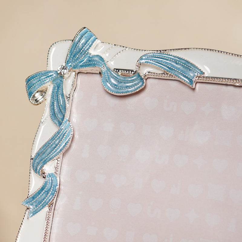 Large Dainty Blue Bow Photo Frame 13x18cm