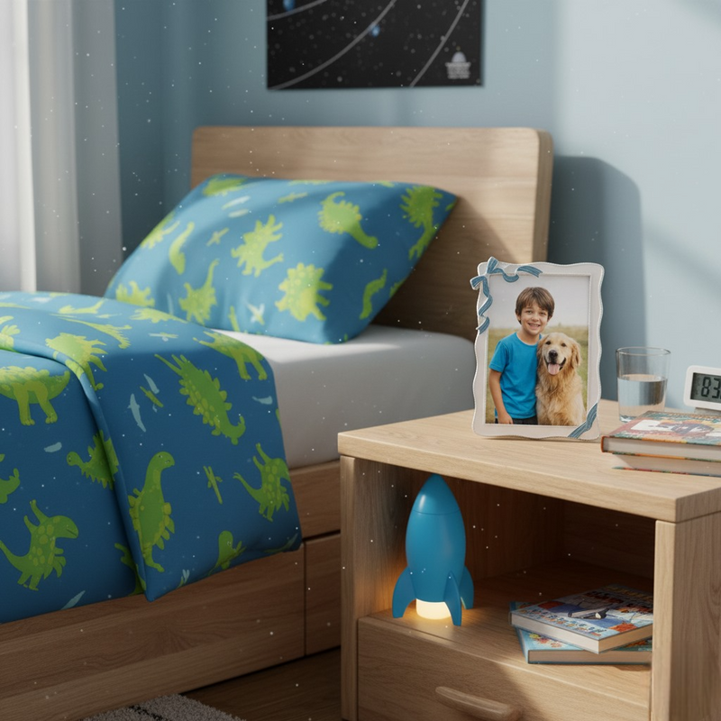 Large Dainty Blue Bow Photo Frame 13x18cm