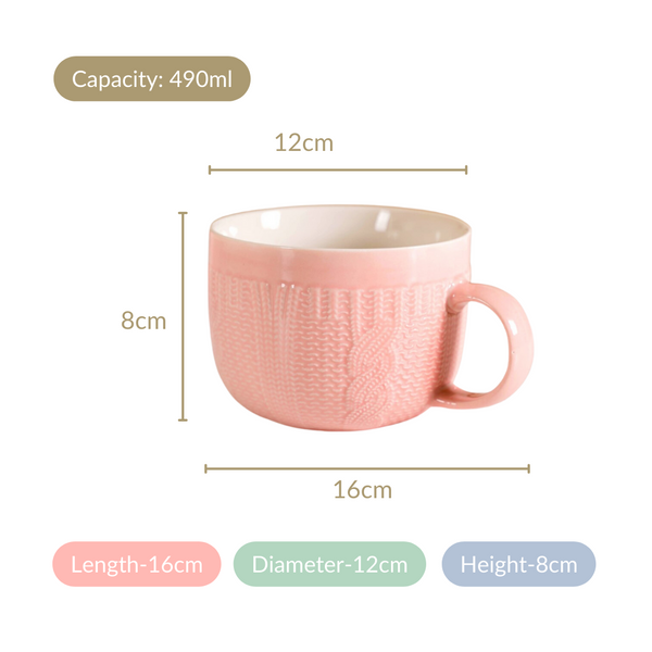 Pastel Pink Embossed Cappuccino Cup Set of 4 490ml