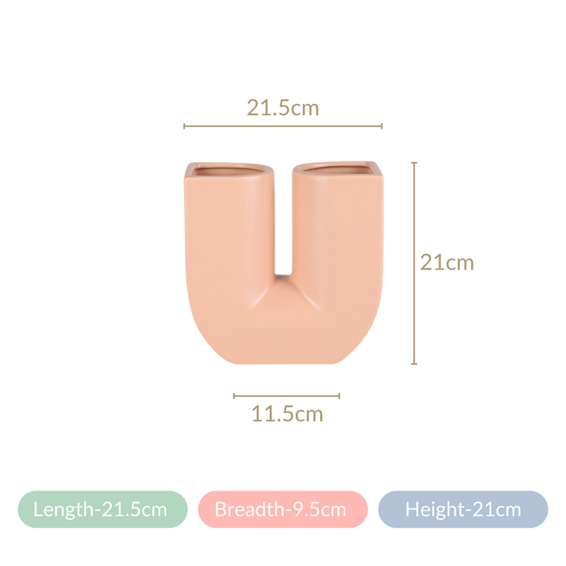 Modern U-Shaped Flower Vase Peach