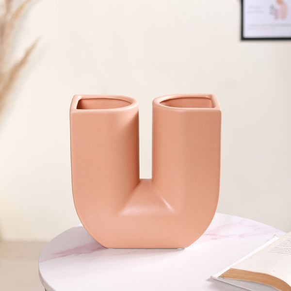 Modern U-Shaped Flower Vase Peach