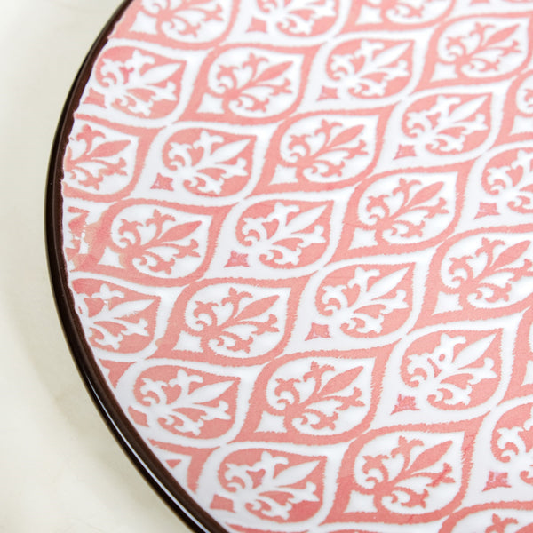 Set Of 4 Pink Baroque Ceramic Dinner Plate 11 Inch