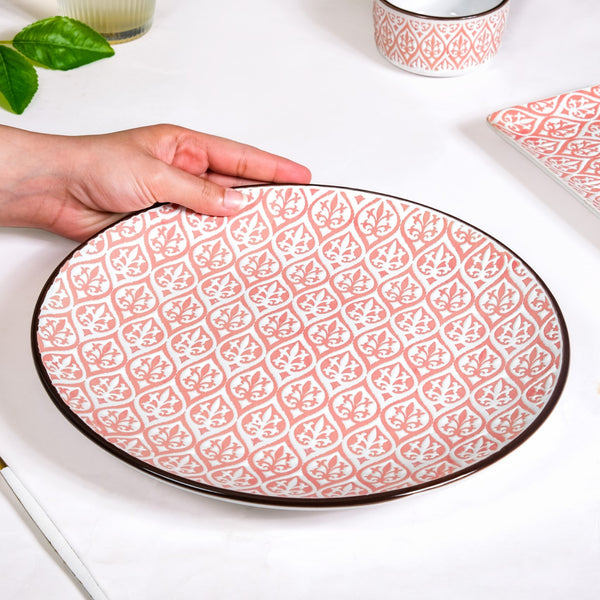 Set Of 4 Pink Baroque Ceramic Dinner Plate 11 Inch