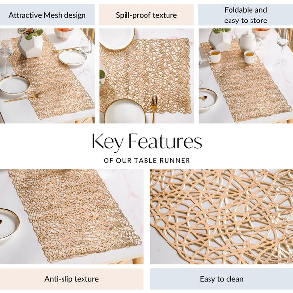 Laser Cut Style Table Runner Gold 90x35cm