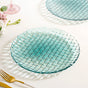 Weave Design Glass Dinner Plate Set Of 6 Teal 25cm