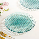 Weave Design Glass Dinner Plate Set Of 6 Teal 25cm