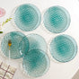 Weave Design Glass Dinner Plate Set Of 6 Teal 25cm