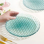 Weave Design Glass Dinner Plate Set Of 6 Teal 25cm