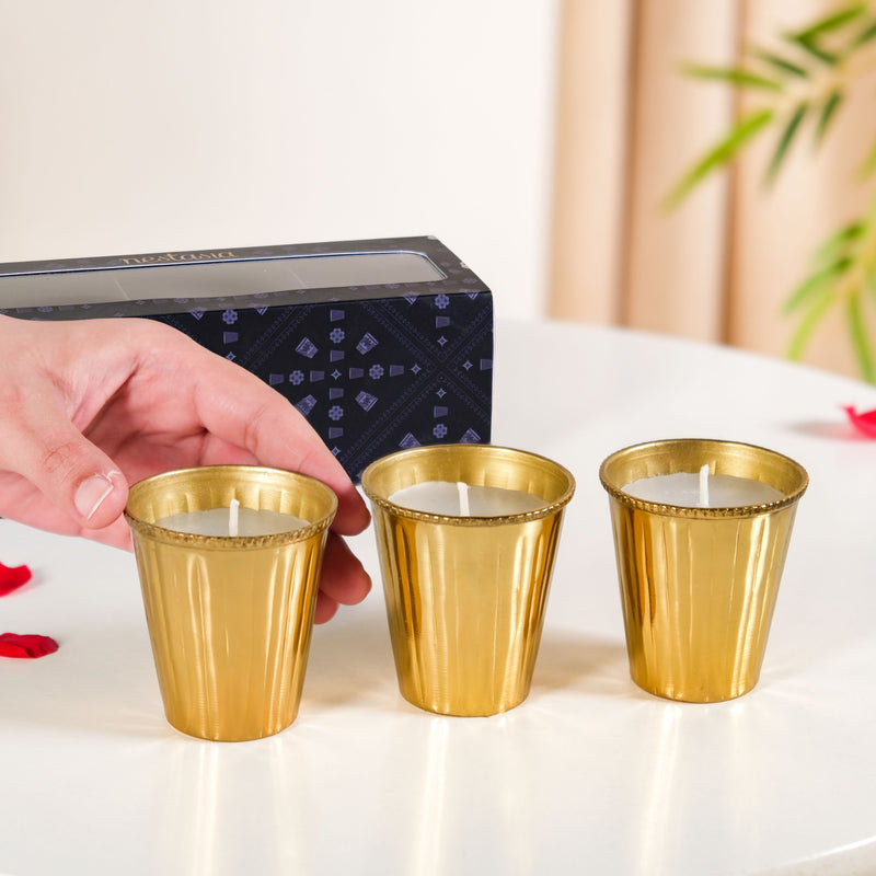 Lavender Fluted Candle Set Of 3