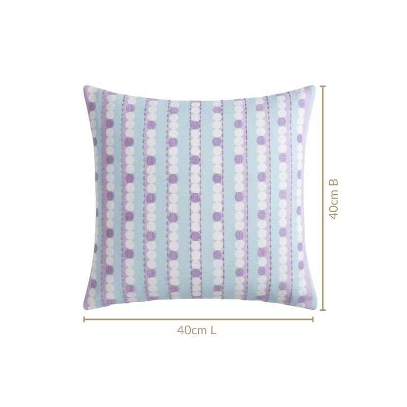 Lavender Lanes Cotton Embroidered Cushion Cover 40x40cm