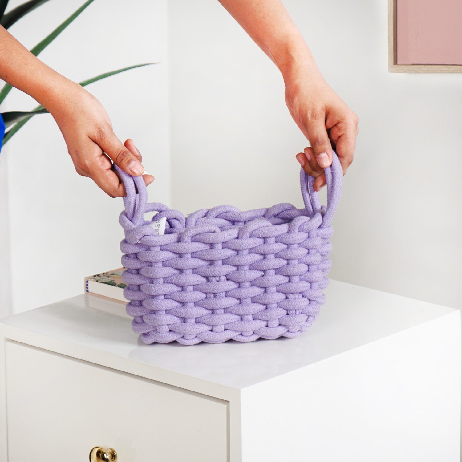 Lavender Roped Style Small Basket Online - Premium Basket | Nestasia