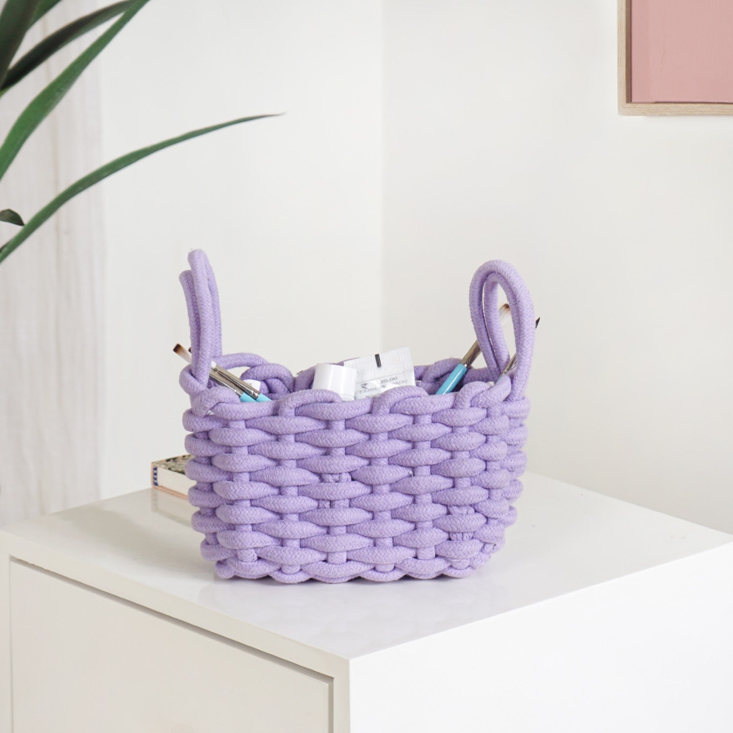 Lavender Roped Style Small Basket Online - Premium Basket | Nestasia