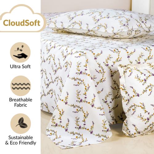 Lavender Vine King Size Cotton Bedding Set 275x275cm