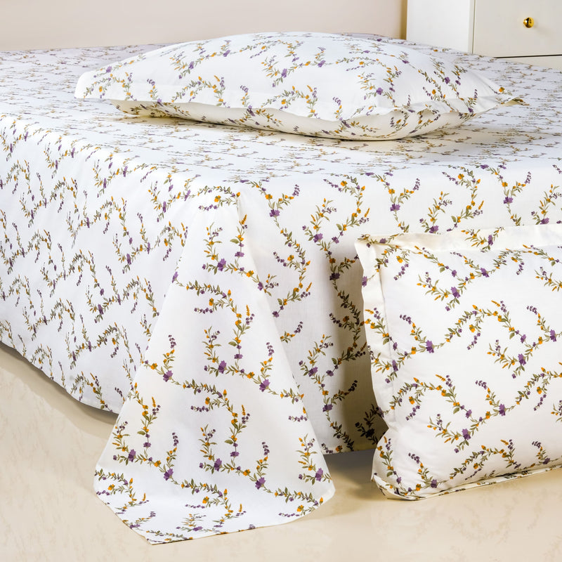 Lavender Vine King Size Cotton Bedding Set 275x275cm
