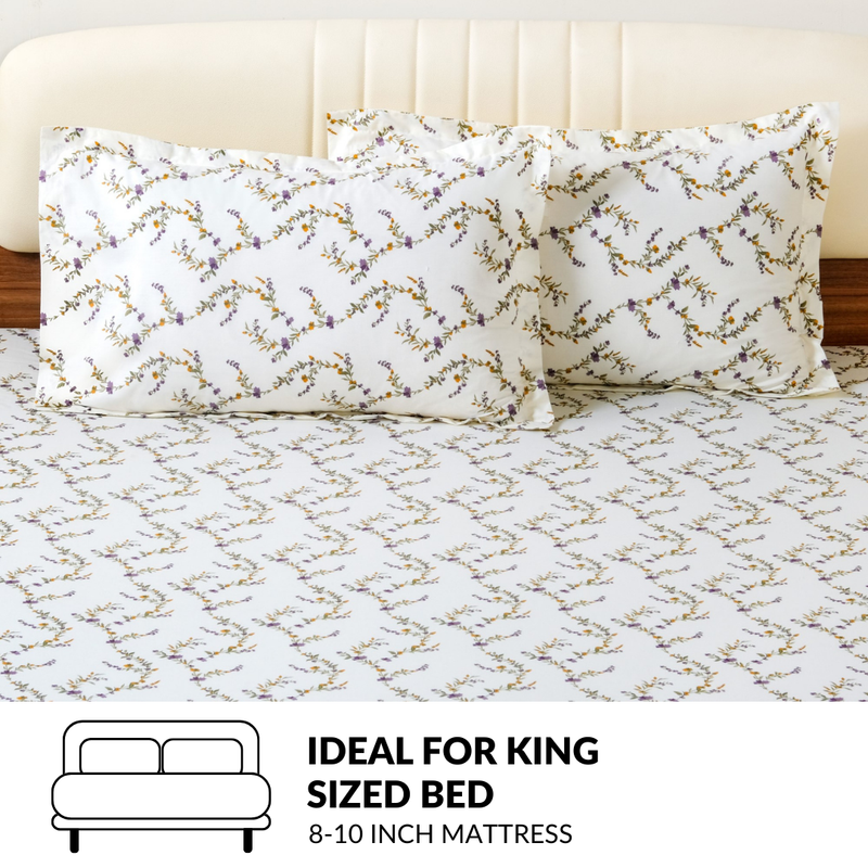 Lavender Vine King Size Cotton Bedding Set 275x275cm