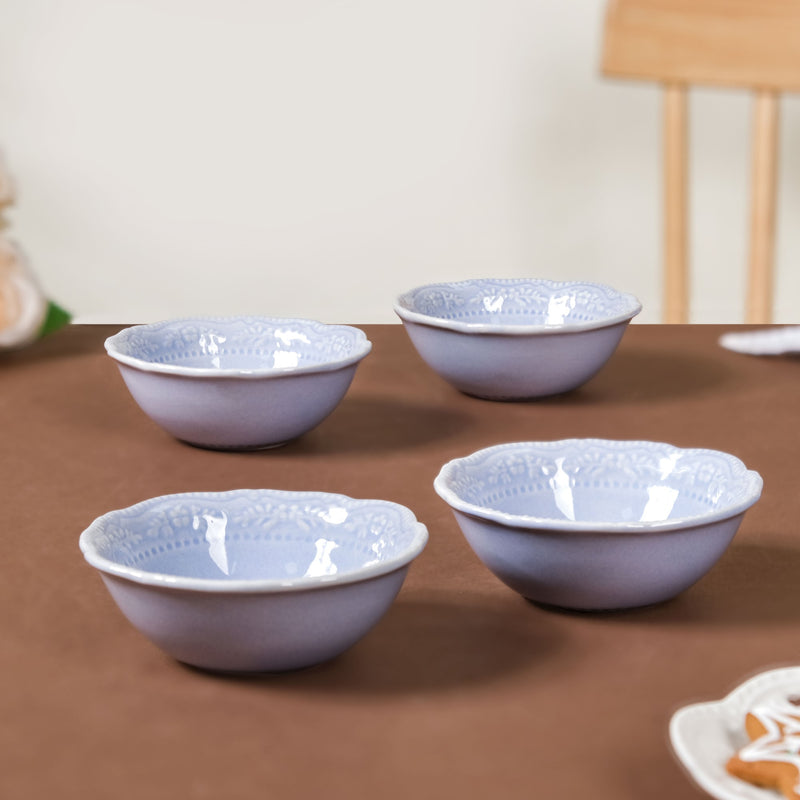Lavender Vintage Ceramic Bowl Set Of 4 150ml - Serving bowls, ceramic serving bowls, serving bowls set, snack bowls, icecream bowls, ceramic bowls