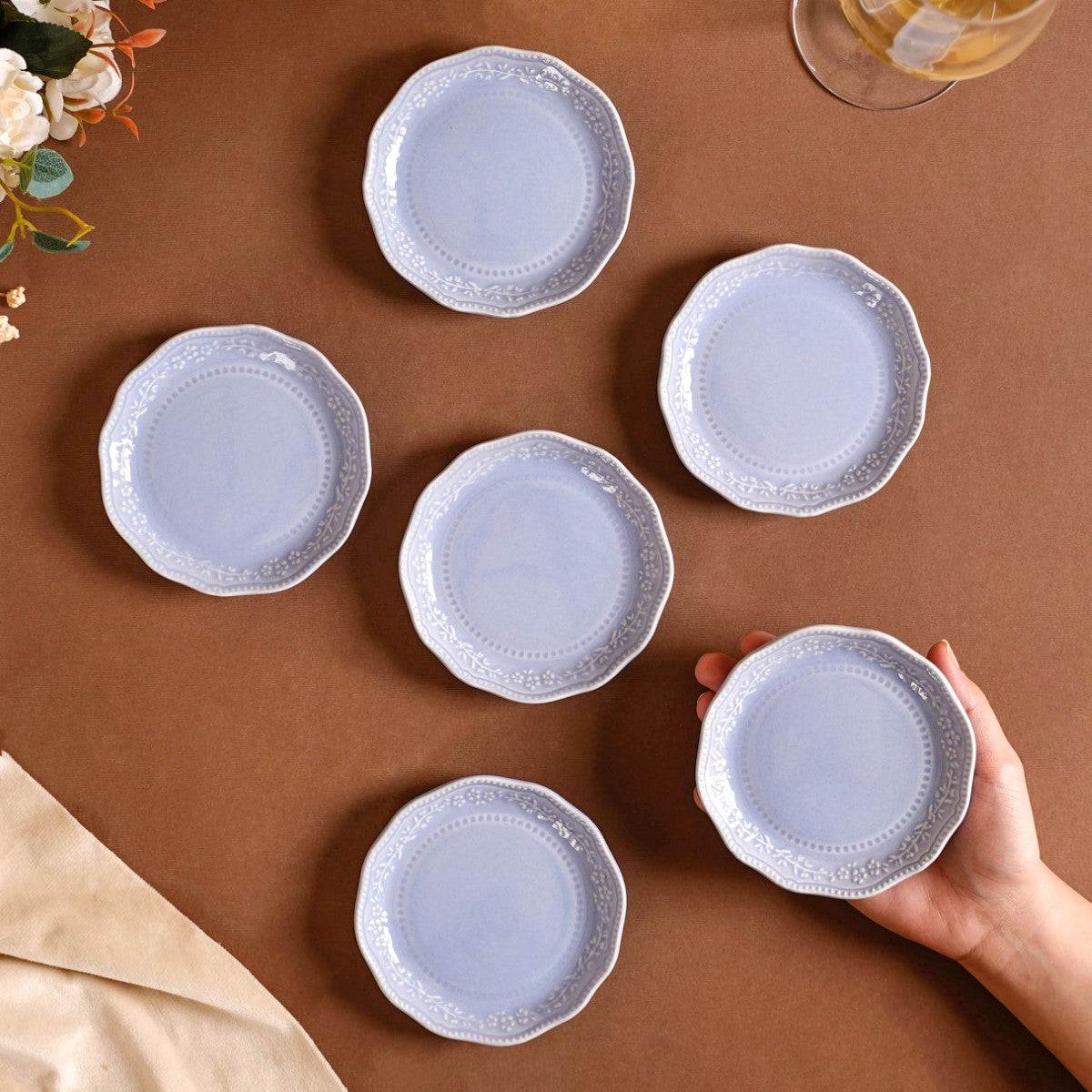 La Mode Printed Ceramic Dessert Plate White 6 Inch