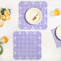 Lavender Lattice Scallop Embroidered Cotton Table Mat Set Of 6