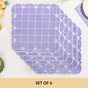 Lavender Lattice Scallop Embroidered Cotton Table Mat Set Of 6